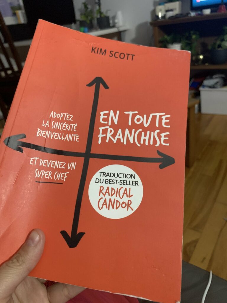Le livre « En toute franchise » de Kim Scott, dans ma bibliothèque