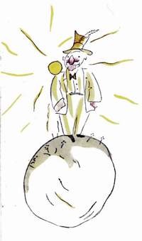 Le vaniteux salue avec son chapeau sur sa planète